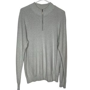 PETER MILLAR Sweater Mens Medium‎ 1/3 Zip Up Pullover Cotton Cashmere Neutral